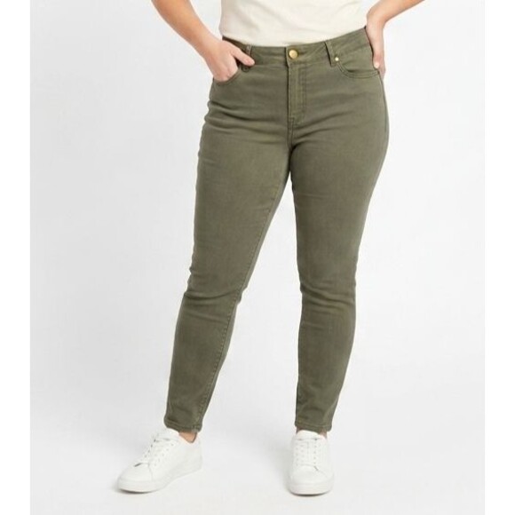 Rewind Denim - NWT Rewind The Techno Tuck Mid Rise Skinny Pants Jeans Olive Green 17 33W Plus